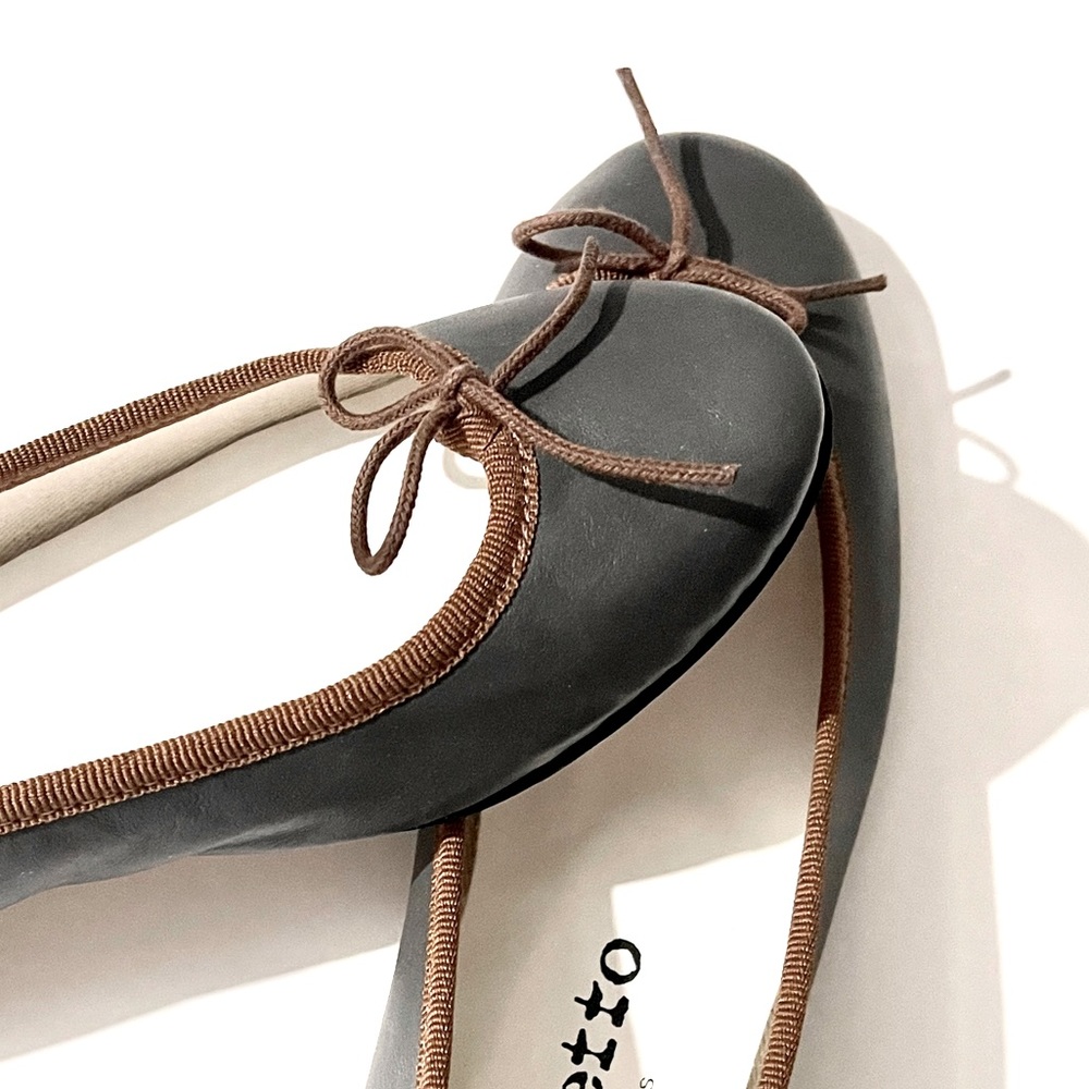 NEW, Repetto Cendrillon Ballet Flats in Limited-Edition Dark Grey Leather - Picture 4 of 14